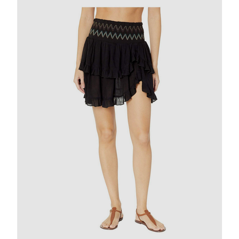 Soluna Swim Heat Wave Ruffle Skirt Cover-up Black Size XS/S